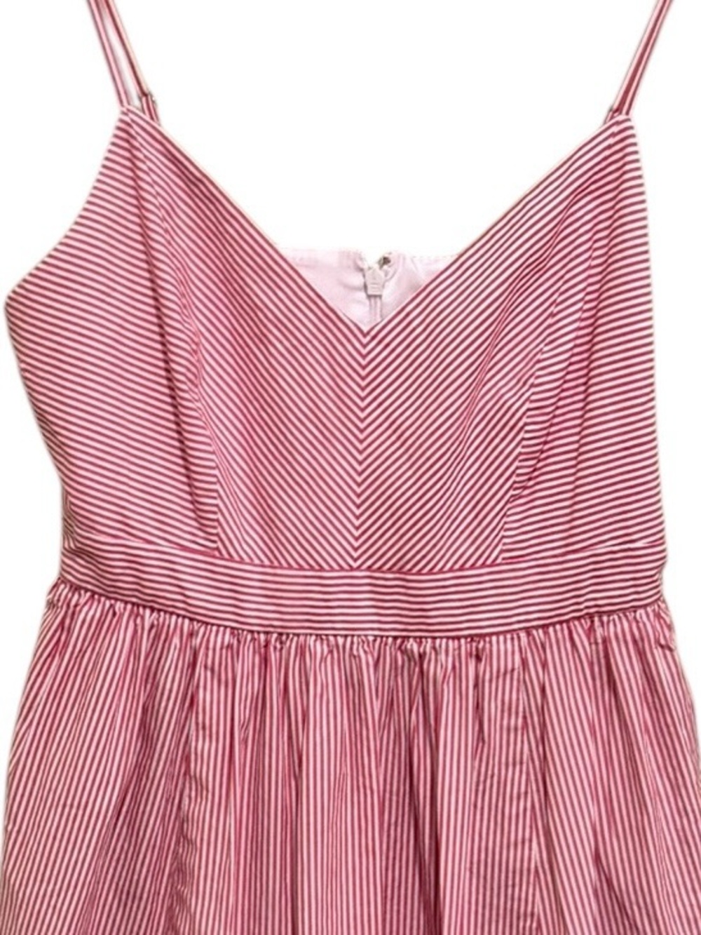 J. Crew Pink and White Striped Midi Dress
